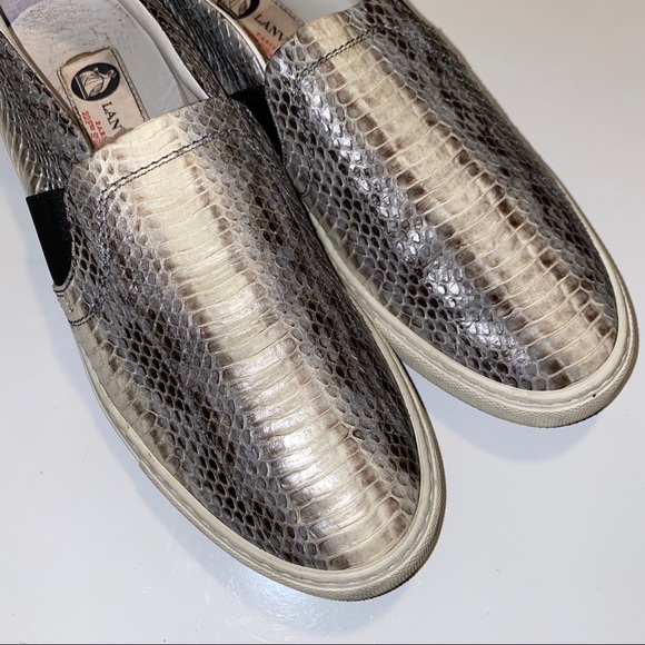 Lanvin Grey Blue Beige Python Keds Sneakers - Picture 8 of 17